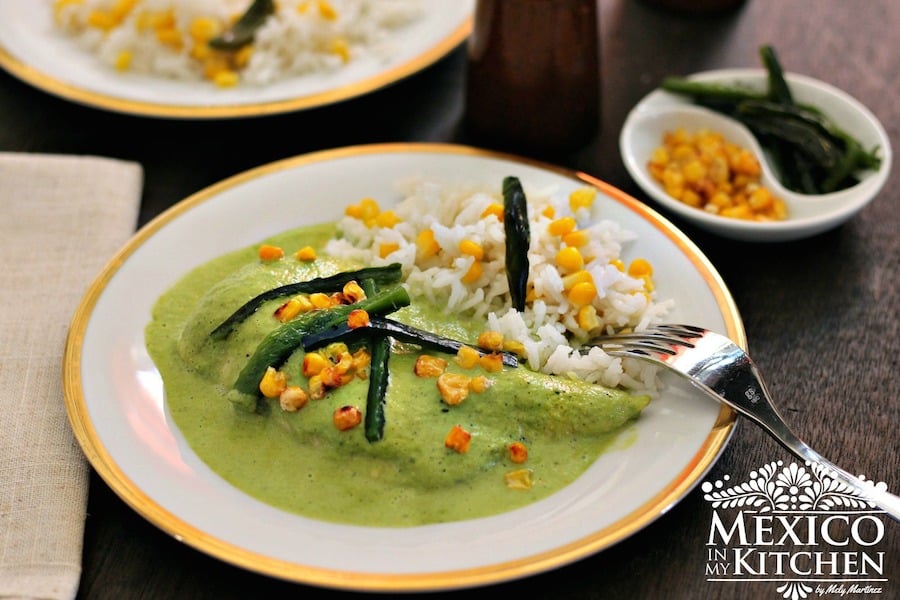 鸡肉用奶油poblano sauce -1GydF4y2Ba